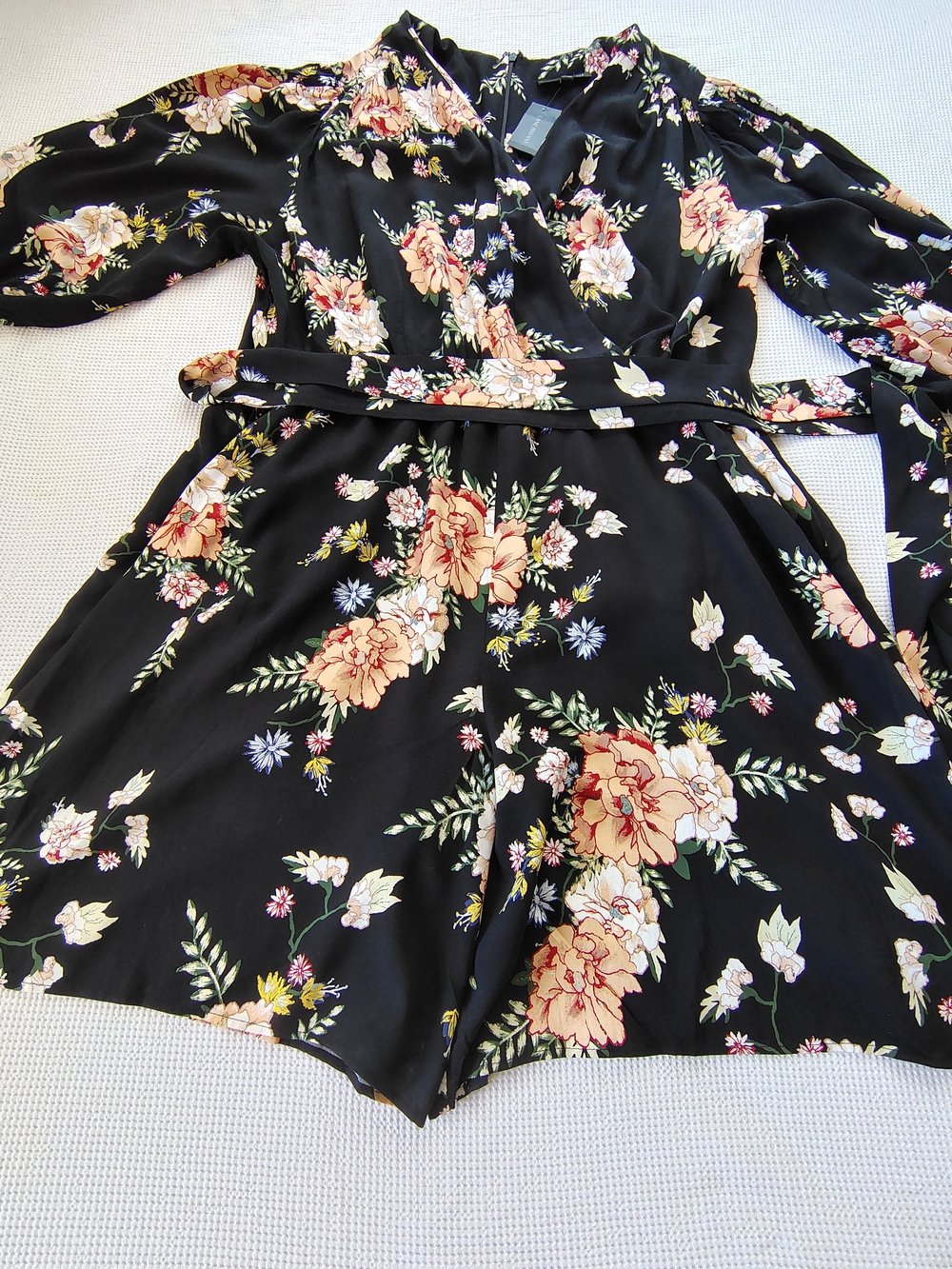 Lane Bryant Black Floral Wrap Romper
